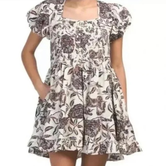 House of Harlow Puff Sleeve Dress Floral Ozzie Mini Dress Size Small - Picture 9 of 9